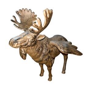 Cast Iron Large Emperor Stag Elk Bull Moose In Bronze Finish Figurine door stop